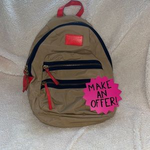 MARC BY MARC JACOBS NYLON BACKPACK TAN AND HYPER RED